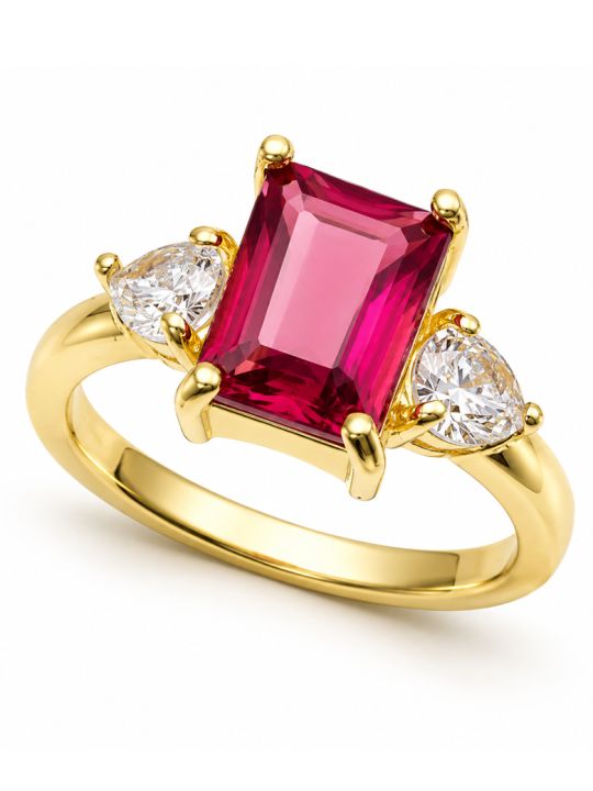 copy ofcopy ofcopy ofcopy ofBague Cœurs et Zircons Rectangulaires Plaqué Or 18K – Anneau Élégant