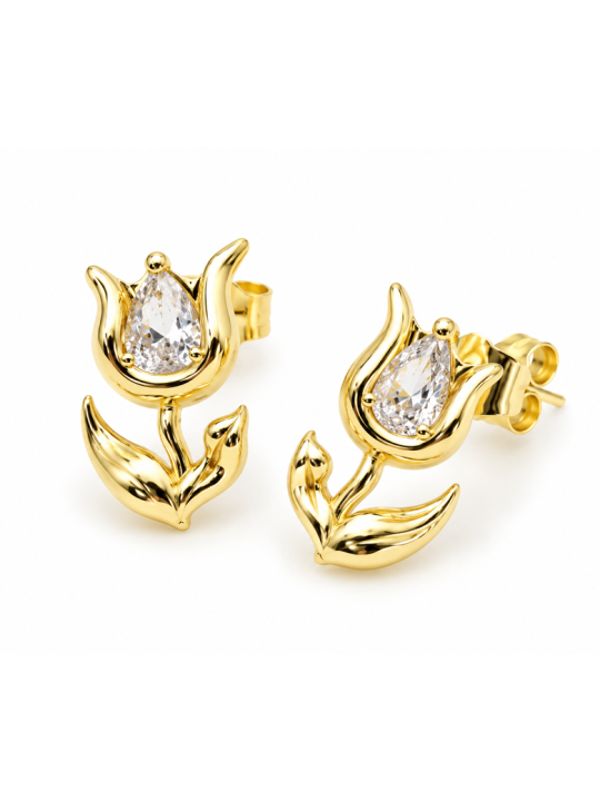 Boucles d’Oreilles Goutte Évasée – Doré en Acier Inoxydable