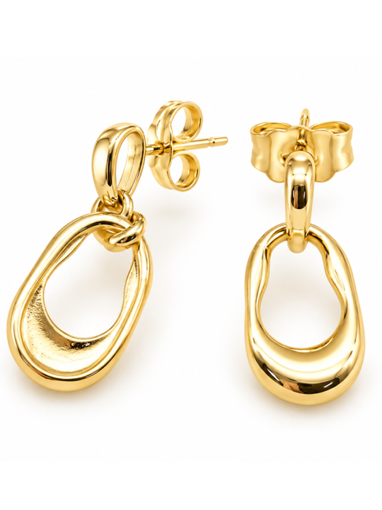 Boucles d’Oreilles Goutte Évasée – Doré en Acier Inoxydable