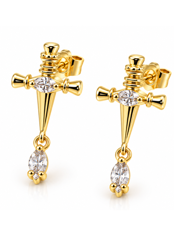 Boucles d’Oreilles Goutte Évasée – Doré en Acier Inoxydable