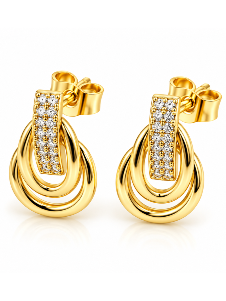 Boucles d’Oreilles Goutte Évasée – Doré en Acier Inoxydable