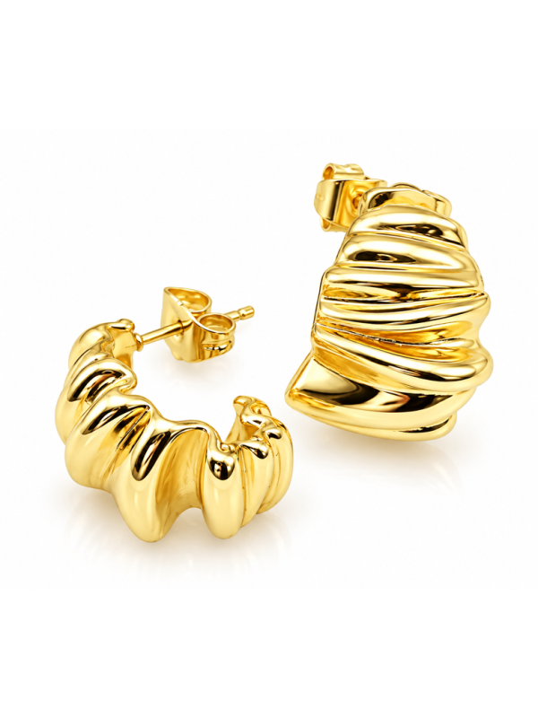 Boucles d’Oreilles Goutte Évasée – Doré en Acier Inoxydable