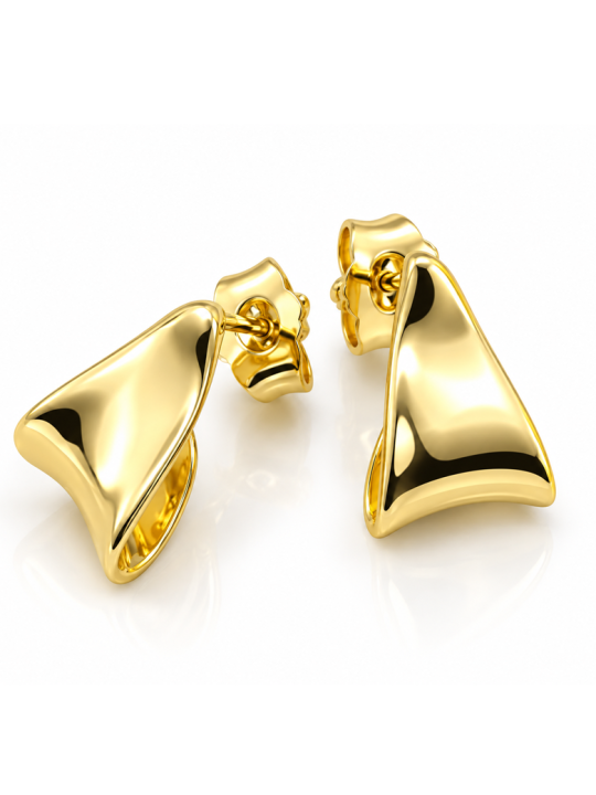 Boucles d’Oreilles Goutte Évasée – Doré en Acier Inoxydable